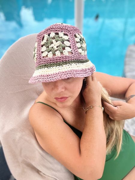 Summer by the pool - love my new crochet buckets hat and this one piece swimsuit. 
Green is the new black 😏

#LTKOver40 #LTKSeasonal #LTKSwim

#LTKMidsize #LTKActive #LTKFamily