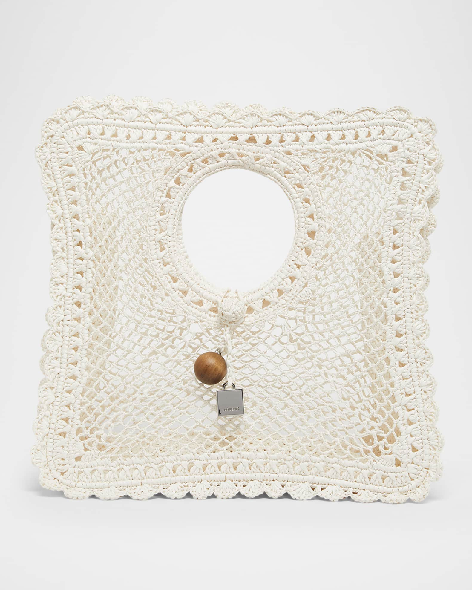 Spiaggia Crochet Raffia Square Top-Handle Bag | Neiman Marcus