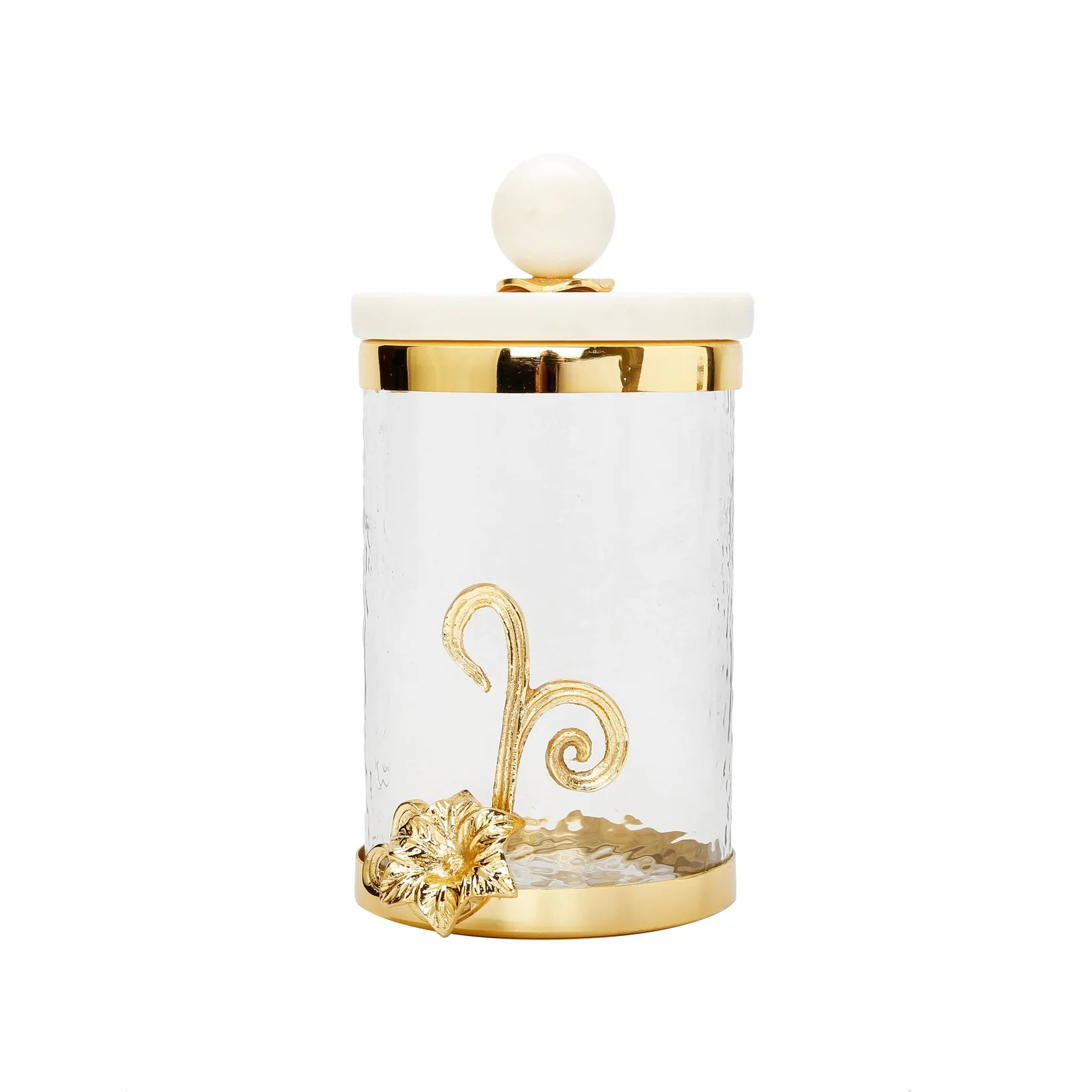 Glass Canister with Gold Design and Marble Lid | Bed Bath & Beyond