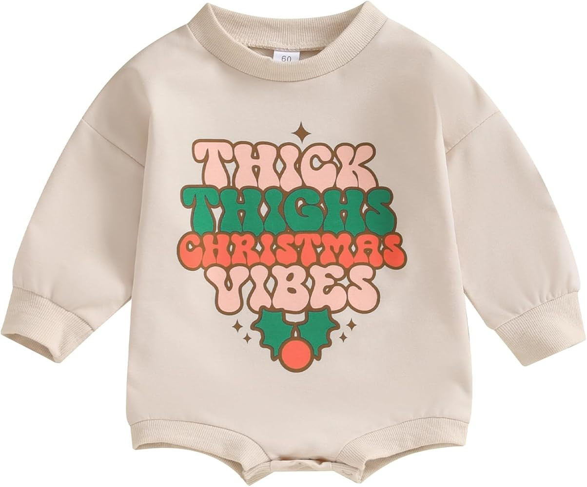 Christmas Baby Boy Girl Outfit Newborn Infant Christmas Romper Santa Baby Jumpsuit Long Sleeve On... | Amazon (US)