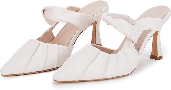 Coutgo Women’s Stiletto Heel Sandals Closed Pointed Toe Tucked Edges Strappy Mules Dress Pump S... | Amazon (US)