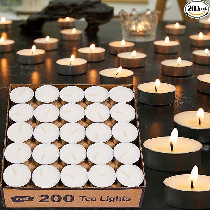 Unscented Palm Tea Lights Candles 200 Pack Bulk, 4.5 Hours Long Burning White Tea Lights,Non-Para... | Amazon (US)