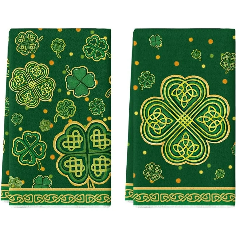 Polka Dot Clover Shamrock St. Patrick''s Day Kitchen Towels Dish Towels, 18x26 Inch Farmhouse Hol... | Walmart (US)