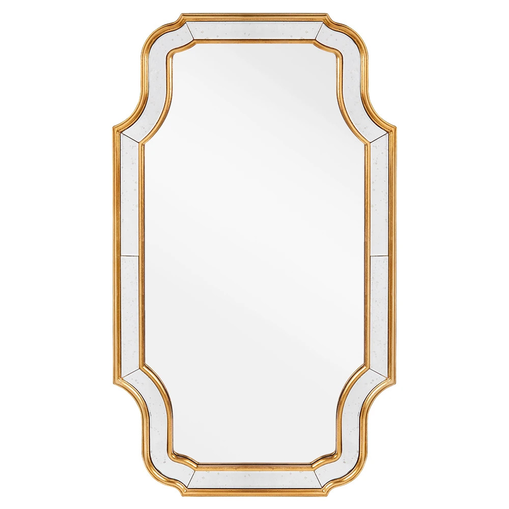 Boleyn French Country Gold Leaf Metal Arched Antique Wall Mirror - Small | Kathy Kuo Home