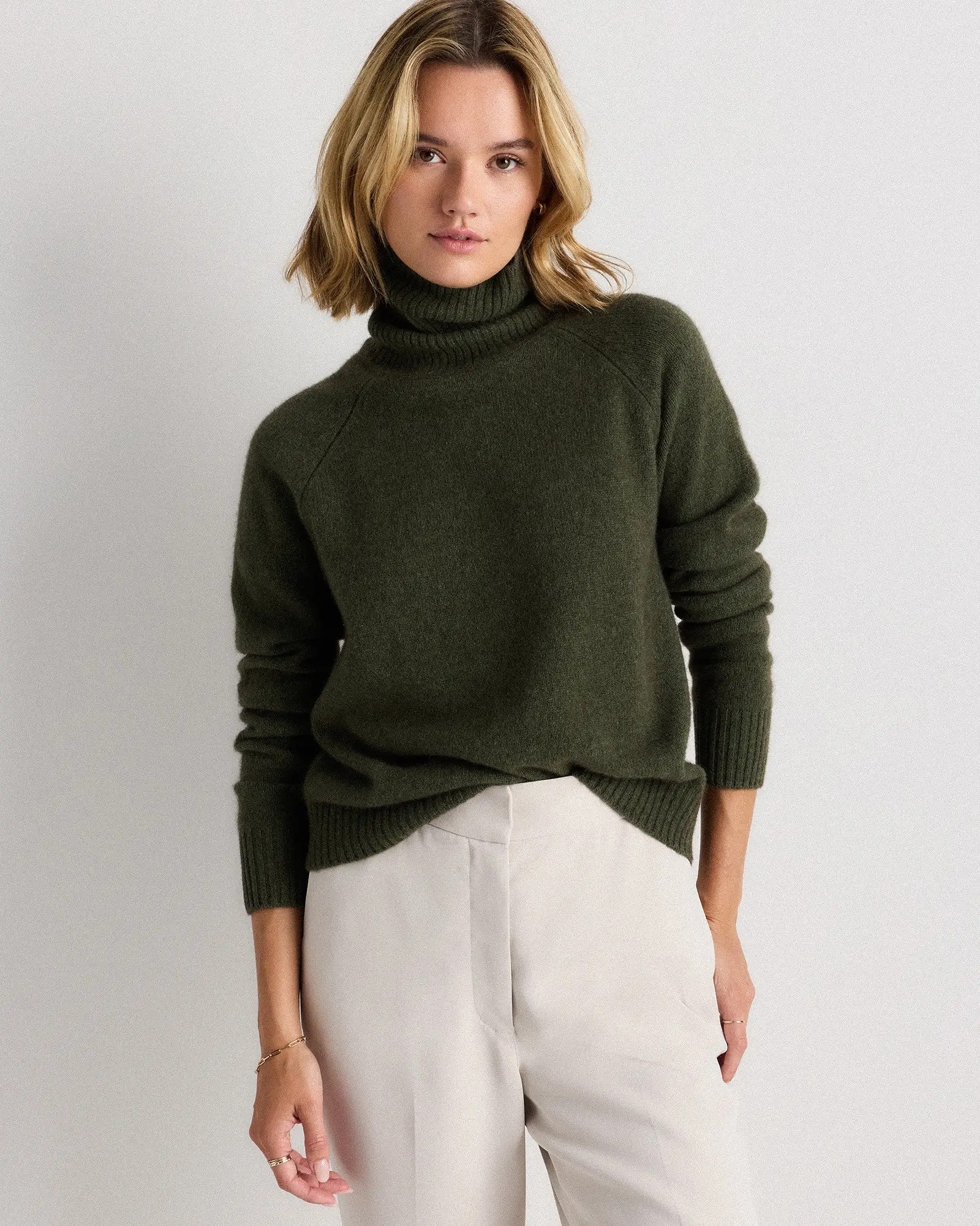 100% Yak Wool Turtleneck Sweater in Fernwood Olive | Quince