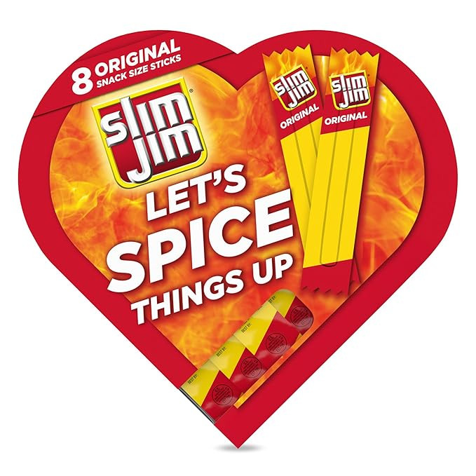 Slim Jim Smoked Meat Sticks, Original, Gifts for Him, Valentine's Day Heart Gift Box, 6g Protein ... | Amazon (US)