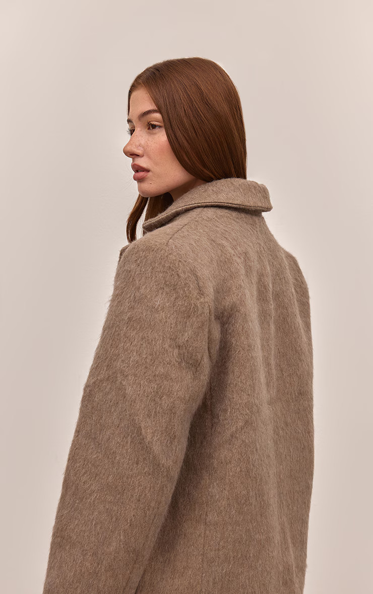 Mink Brushed Wool Look Oversized Blazer | PrettyLittleThing UK