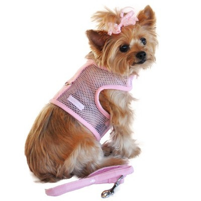 Doggie Design Cool Mesh Dog Netted Harness with Leash - Solid Pink (Small) | Target