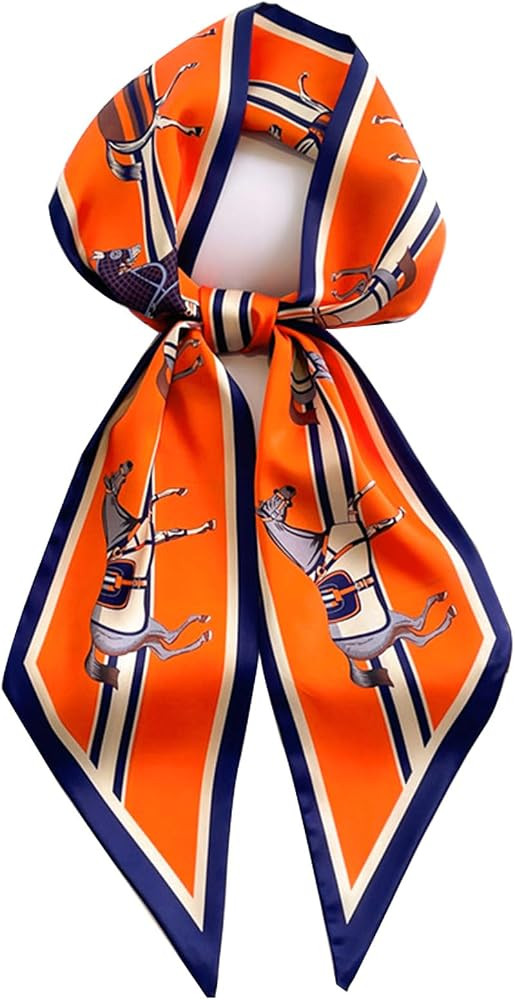 Clysoru Satin Neck Scarf for Women Printed Hair Scarves Bag Scarfs Fashion Elegant Oblique Angle ... | Amazon (US)