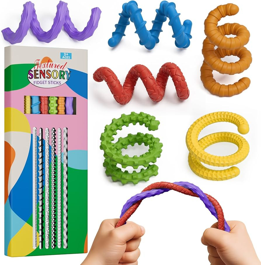 Flexible Sensory Fidget Sticks for Kids,6PCS Sensory Fidget Toys for Stress Anxiety Autistic ADHD... | Amazon (US)