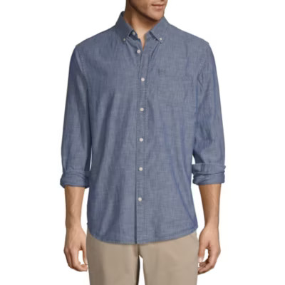 St. John's Bay Chambray Mens Long Sleeve Button-Down Shirt | JCPenney