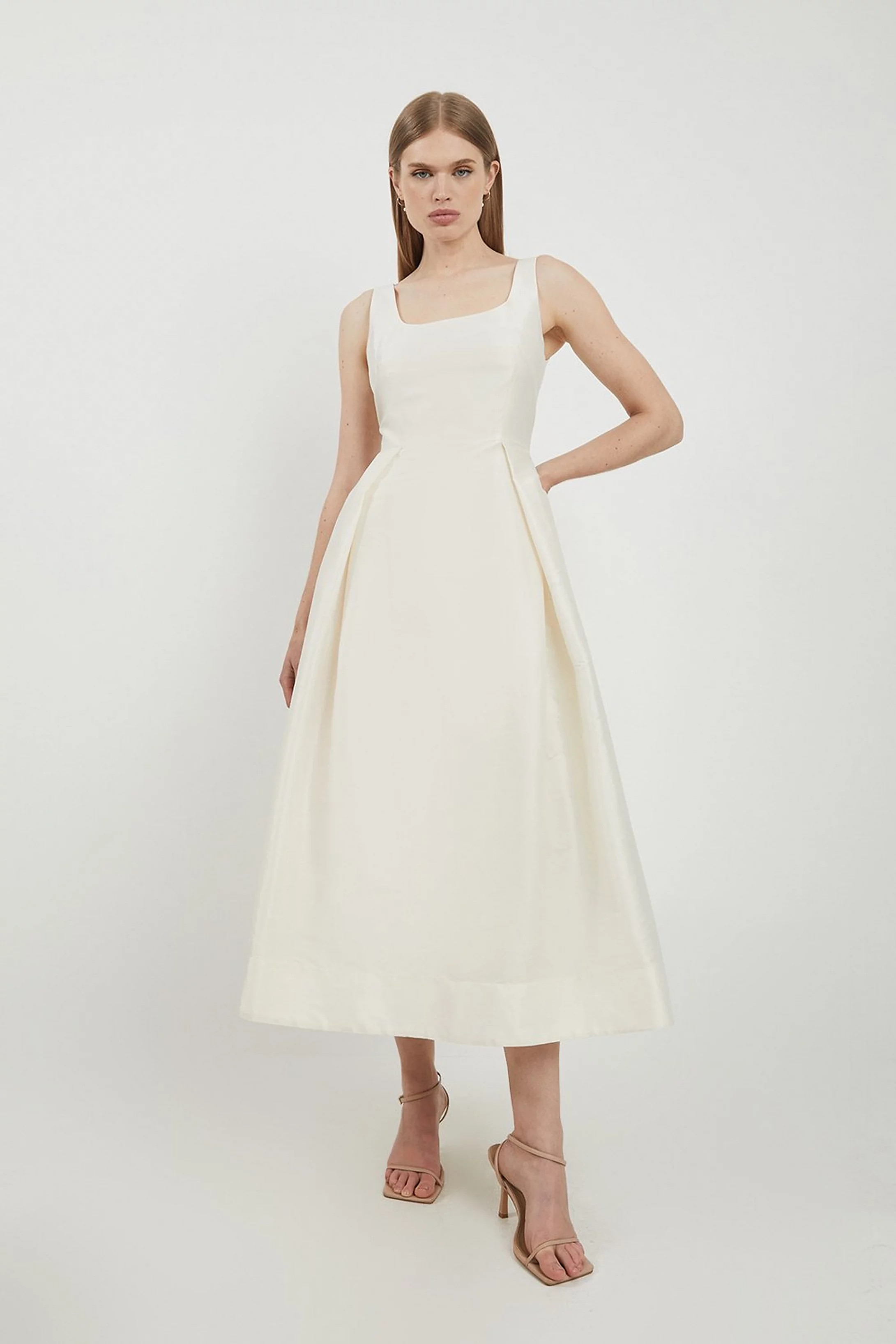 Lydia Millen Petite Taffeta Full Skirt Tailored Midi Dress | Karen Millen UK + IE + DE + NL