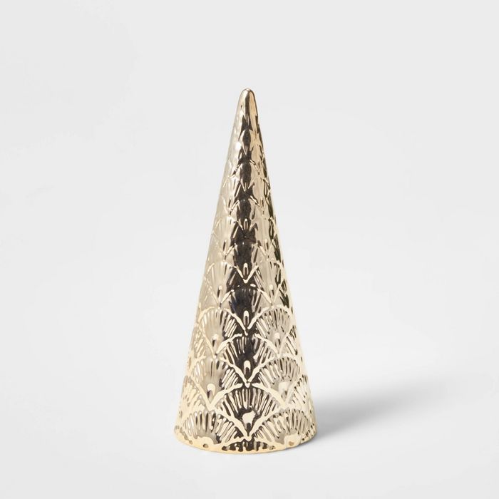 Small Art Deco Ceramic Tree Cone Decorative Figurine Gold - Wondershop&#8482; | Target