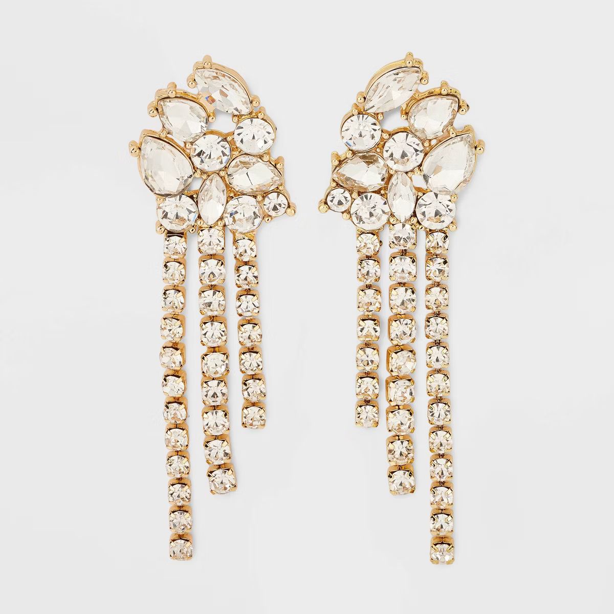 Clear Crystal Asymmetrical Earrings - A New Day™ Gold | Target