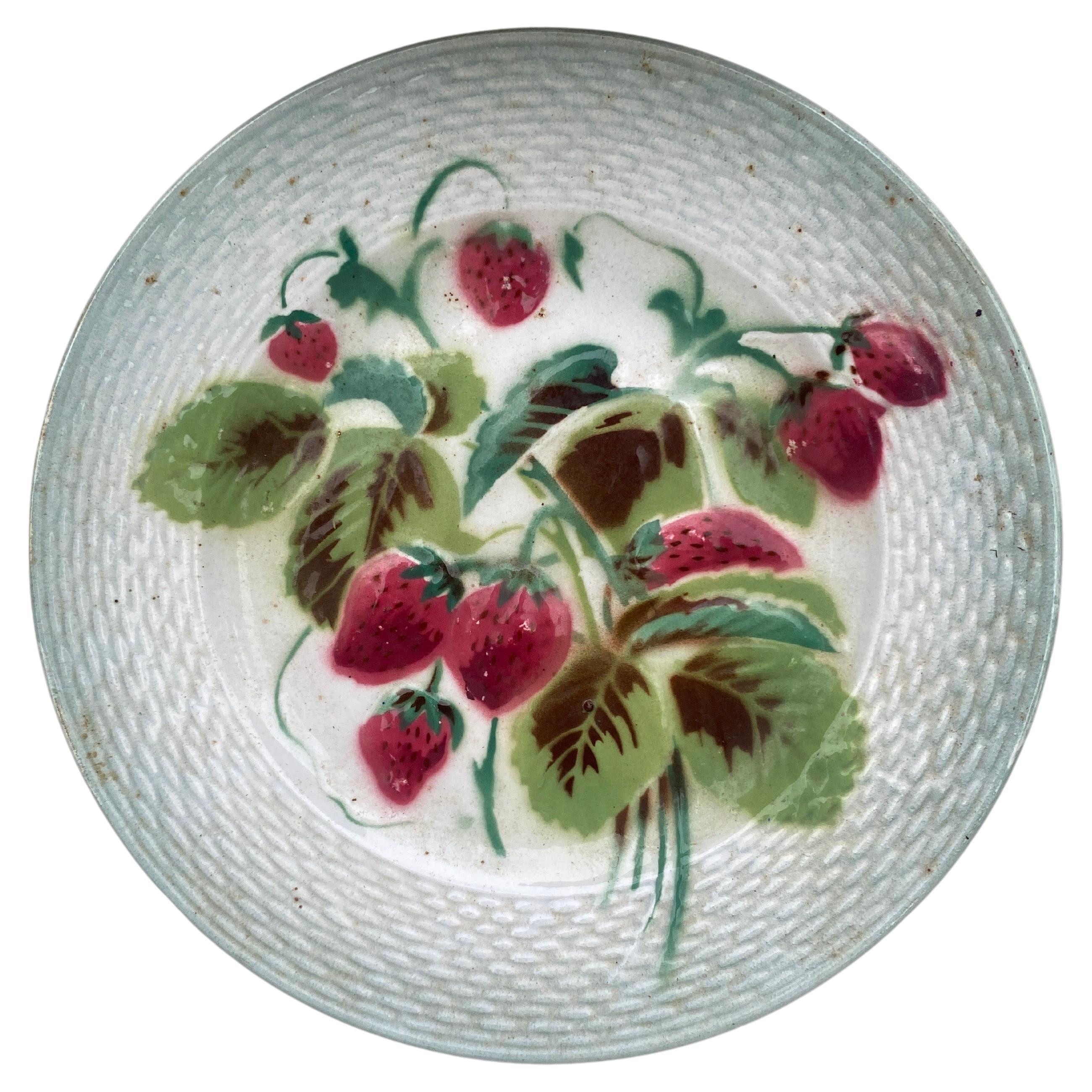 French Majolica Raspberries Plate Saint Amand Circa 1920 | 1stDibs