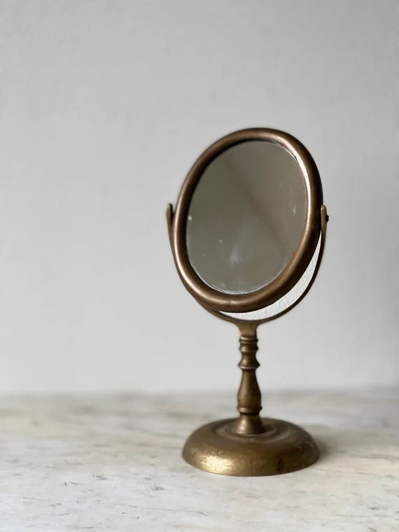 Brass Tilting Vanity Mirror VINTAGE - Etsy | Etsy (US)