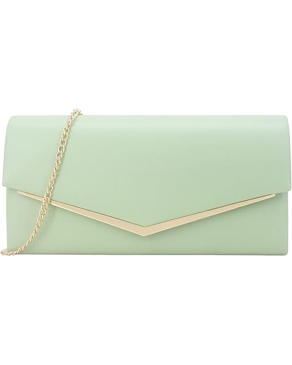 Women’s Evening Handbag Vegan Leather Ladies Envelope Clutch Classic Elegant Purse Bags | Amazon (US)