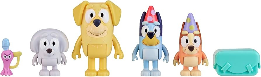 Bluey Figure 4-Pack, Pass The Parcel 2.5-3 inch, Bingo, Lucky's Dad and Lila Character Figures wi... | Amazon (US)