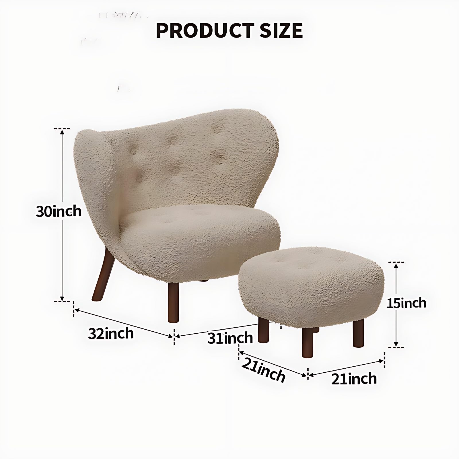 Mid-Century Modern Lounge Chair with Ottoman - Soft Lamb Fleece Upholstery, High-Resilience Foam,... | Amazon (US)