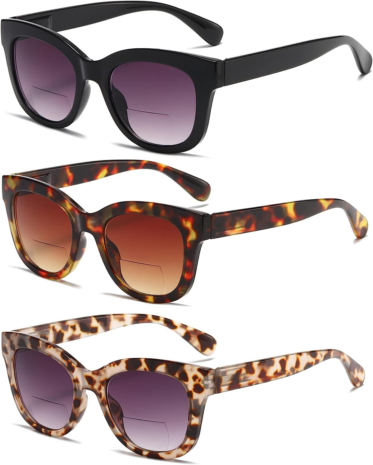 ZXYOO Bifocal Sunglasses For Women Reading Sunglasses 3 Pack UV400 Sun Readers Glasses With Sprin... | Amazon (US)