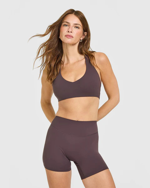 SoftMotion™ Bralette with White Logo 
 Dark Umber Brown | Oner Active (UK / US)