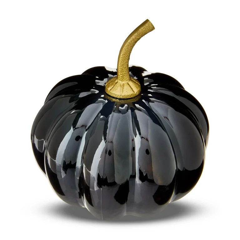 Decoración de Mesa de Calabaza de Vidrio, Negro y Dorado, 6", Halloween de Way To Celebrate | Walmart (US)