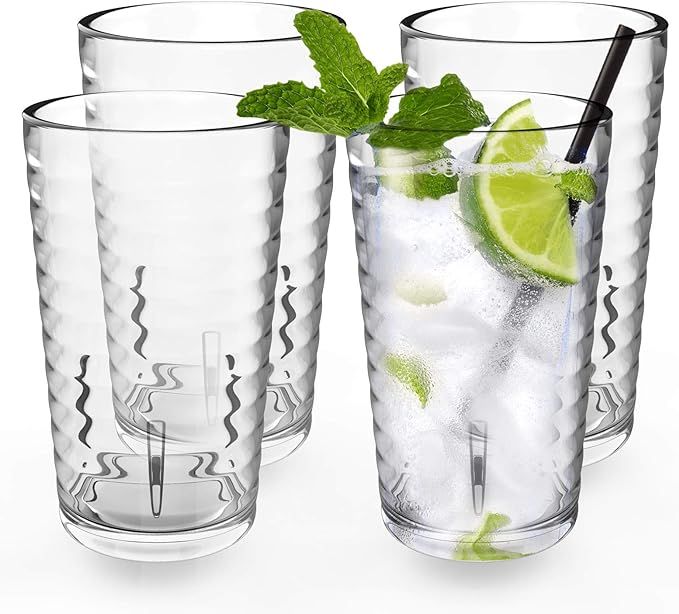 ALIMOTA Plastic Tumblers Cups, [UNBREAKABLE Acrylic] Plastic Water Tumbler Drinking Glasses, 13-O... | Amazon (US)