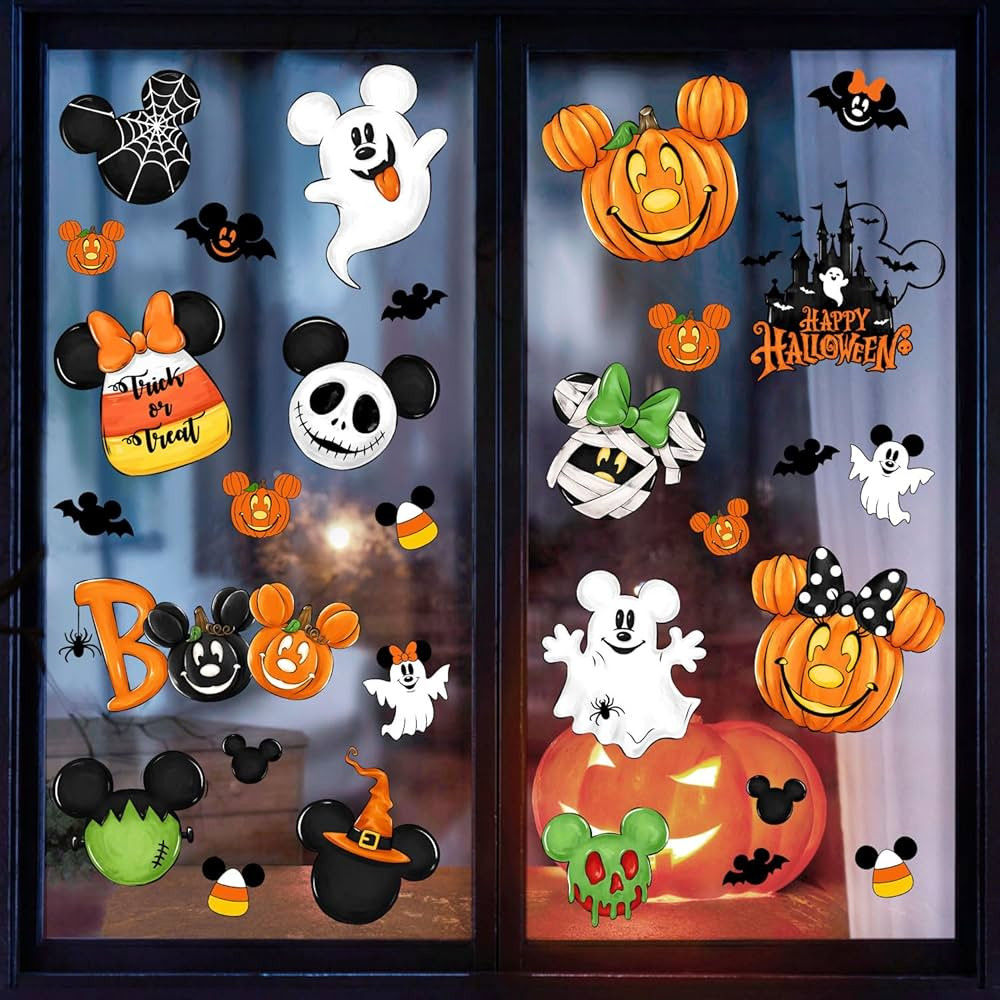 Halloween Mouse Window Clings Decorations, 95 PCS Window Stickers Mouse Shaped, Happy Halloween D... | Amazon (US)