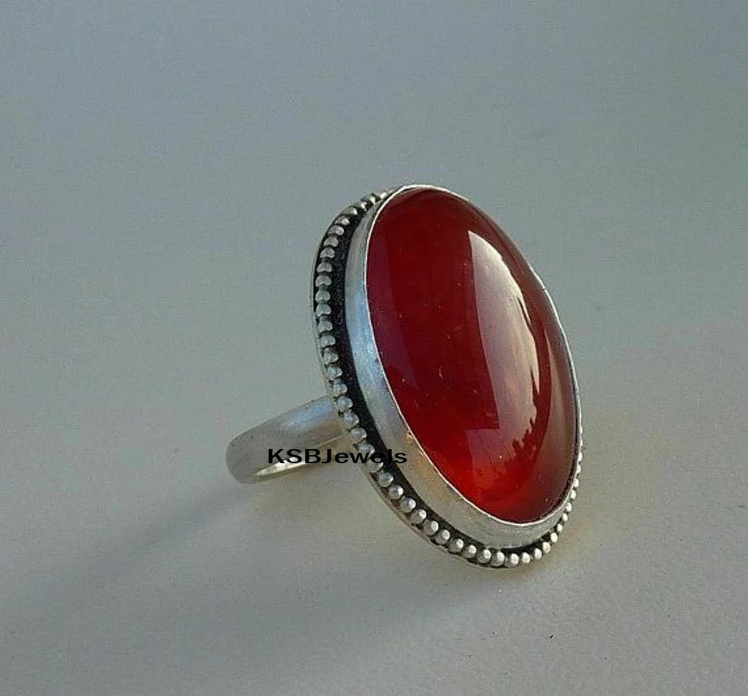 Carnelian Ring, 925 Sterling Silver Ring, Handmade Ring, Statement Silver Ring, Dainty Ring, Vale... | Etsy (US)