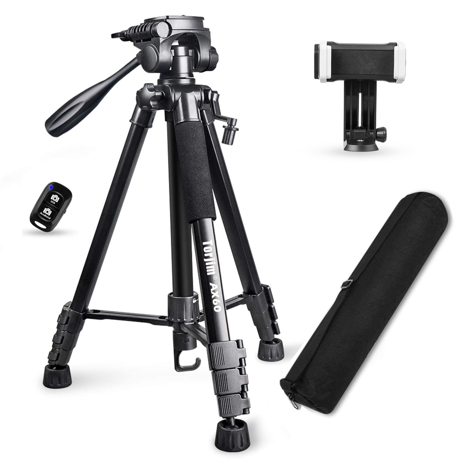 Torjim 60” Camera Tripod with Carry Bag, Lightweight Travel Aluminum Professional Tripod Stand (5kg/ | Amazon (US)
