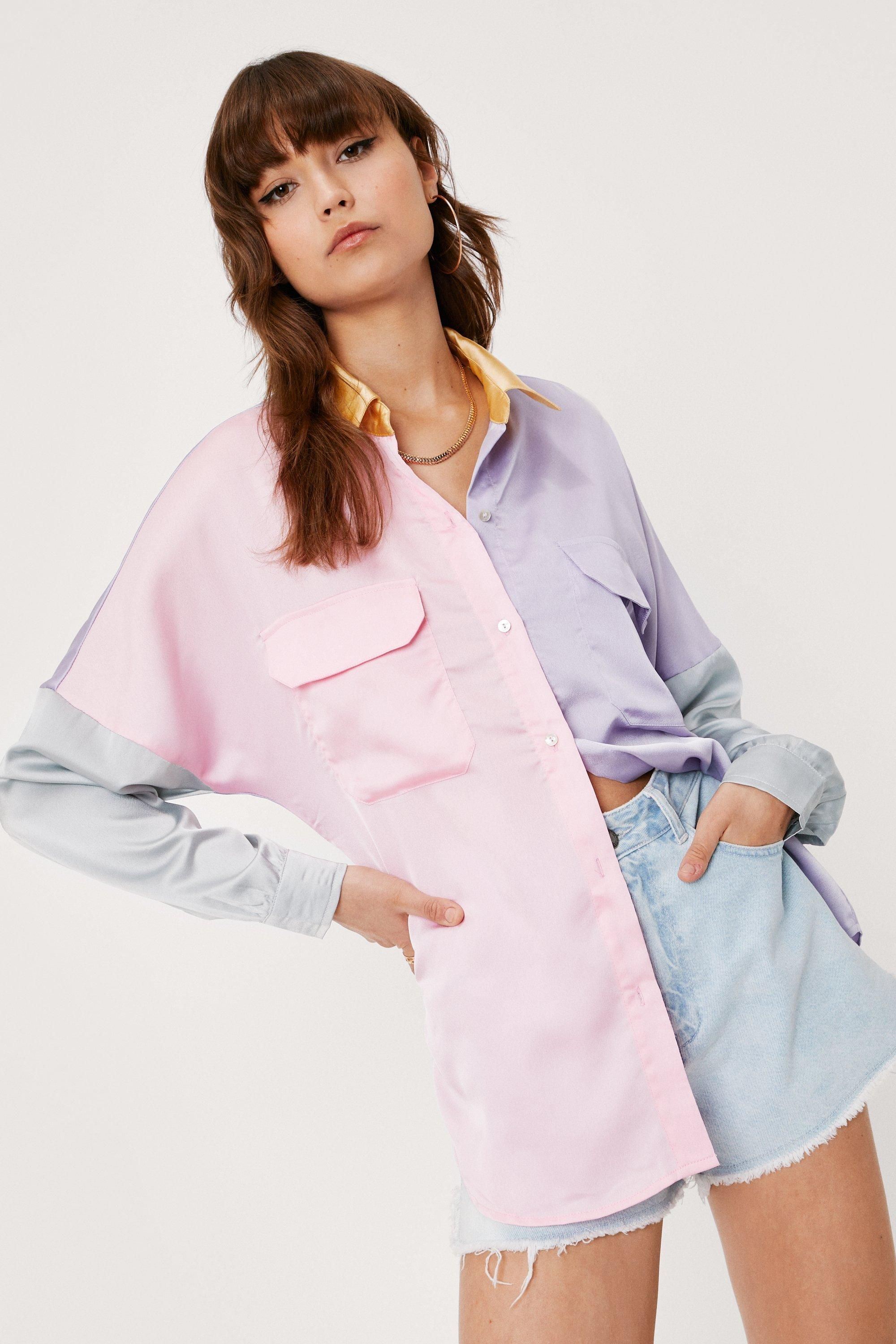 Colorblock Oversized Woven Shirt | NastyGal (UK, IE)