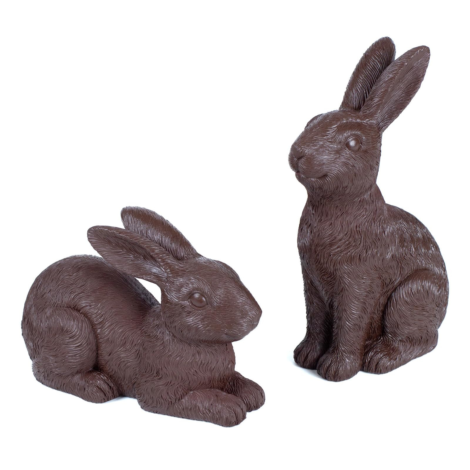 Faux Chocolate Easter Bunny Decorations - 2Pcs Large Bunny Figurines Easter Table Decor - 7.9" x ... | Amazon (US)