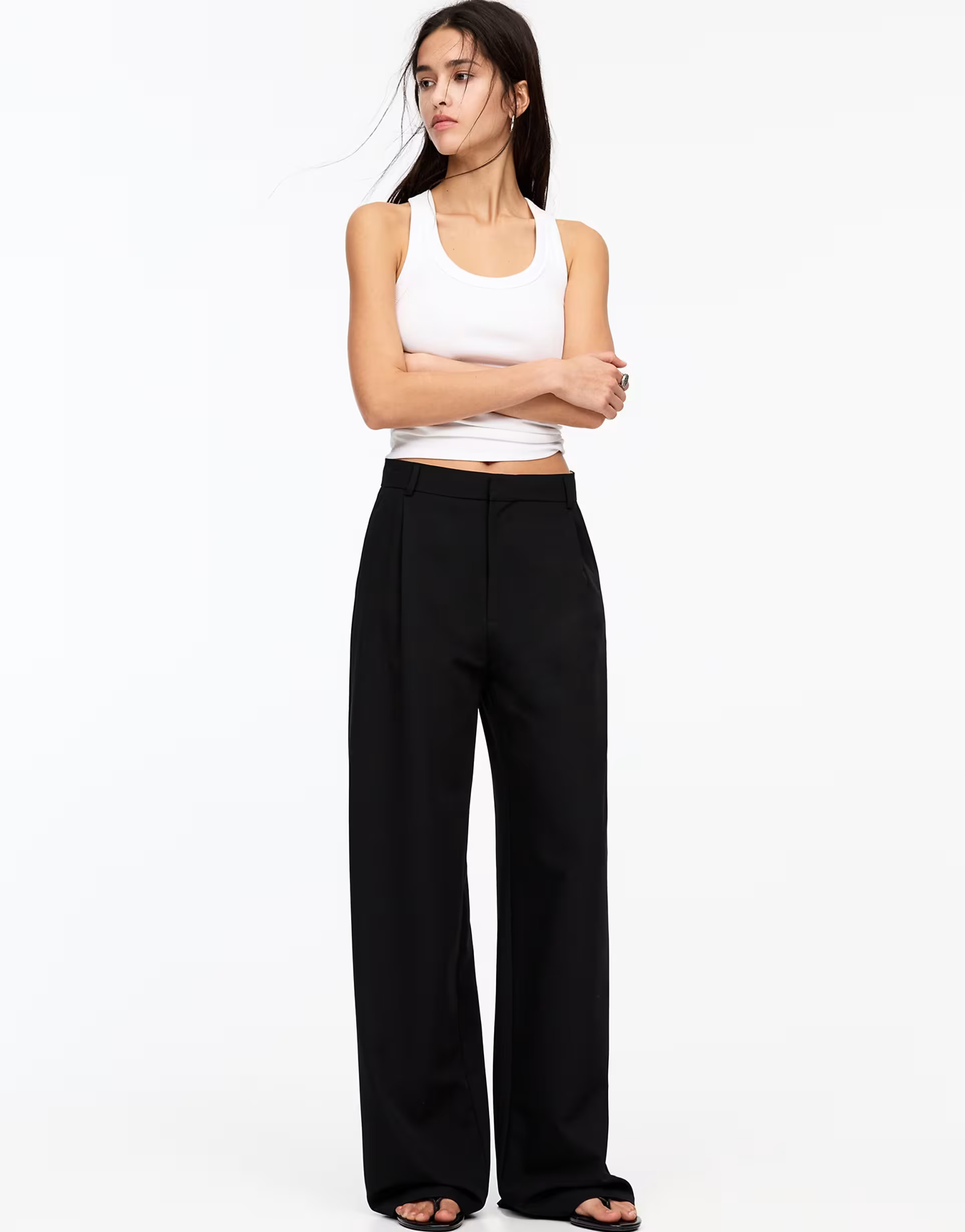 Pull&Bear darted smart trousers in black | ASOS (Global)
