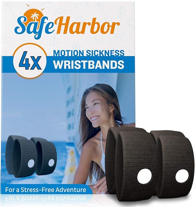 Motion Sickness Wristbands | 4 Travel Wrist Bands, Cruise Essentials | Natural Sea Sickness and N... | Amazon (US)