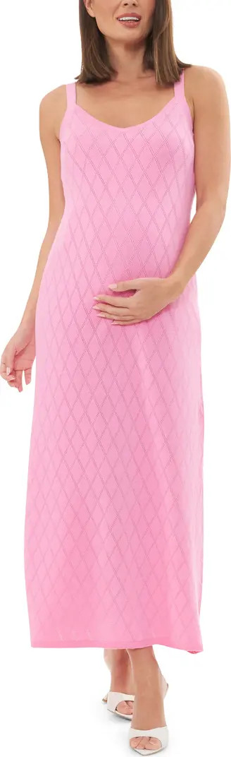 Skyla Sleeveless Pointelle Knit Midi Maternity Dress | Nordstrom