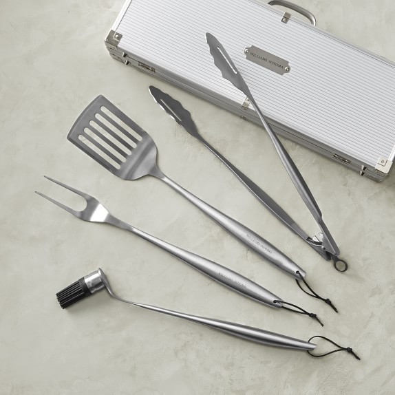 Williams Sonoma Stainless-Steel Handled 4-Piece BBQ Tool Set with Storage Case | Williams-Sonoma