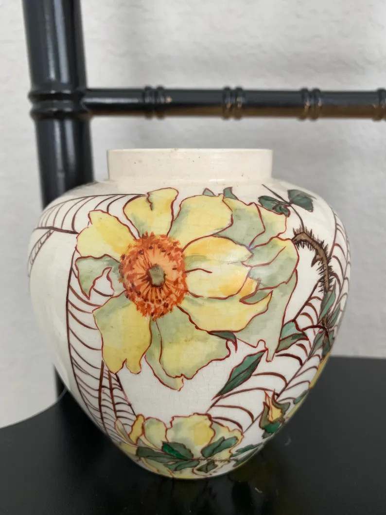 Antique 1887 English Earthenware Vase – Hand-painted Floral Movement - Etsy | Etsy (US)