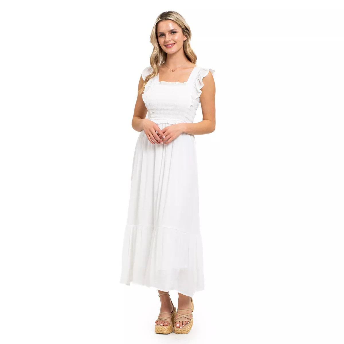 August Sky Women's Smocked Bodice Midi Dress | Target