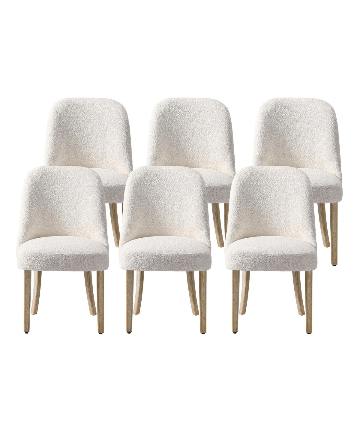 Mid-Century Modern Upholstered Boucle Dining Chair (Set of 6) - Cream | Macy's