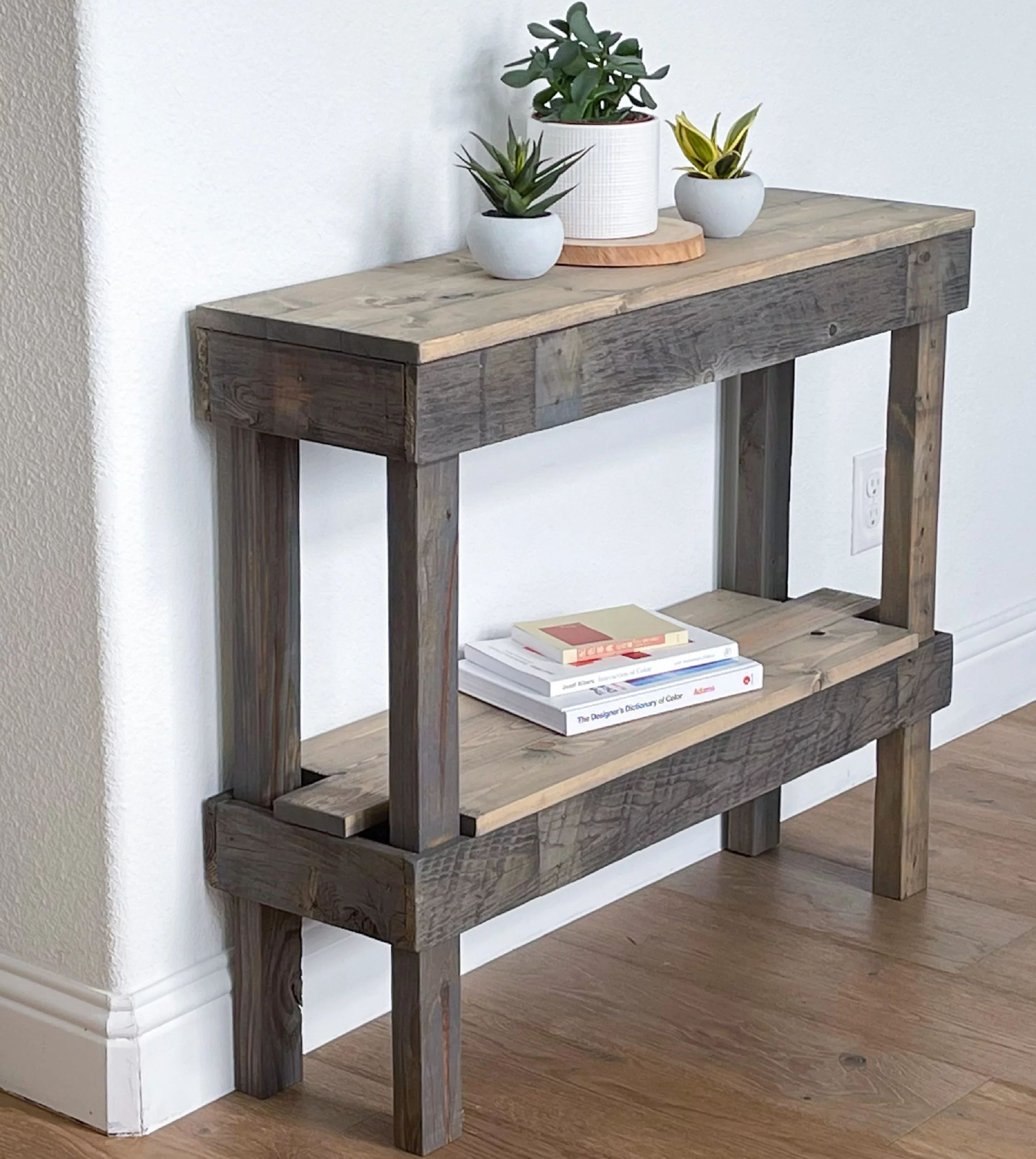 Woven Paths Small Rustic Luxe Wooden Sofa Table, Gray - Walmart.com | Walmart (US)
