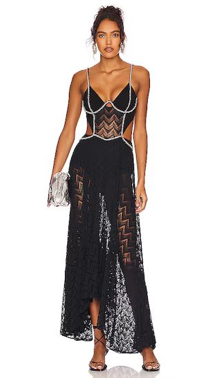 x Alessandra Ambrosio Hand Beaded Bustier Maxi Dress in Black | Revolve Clothing (Global)