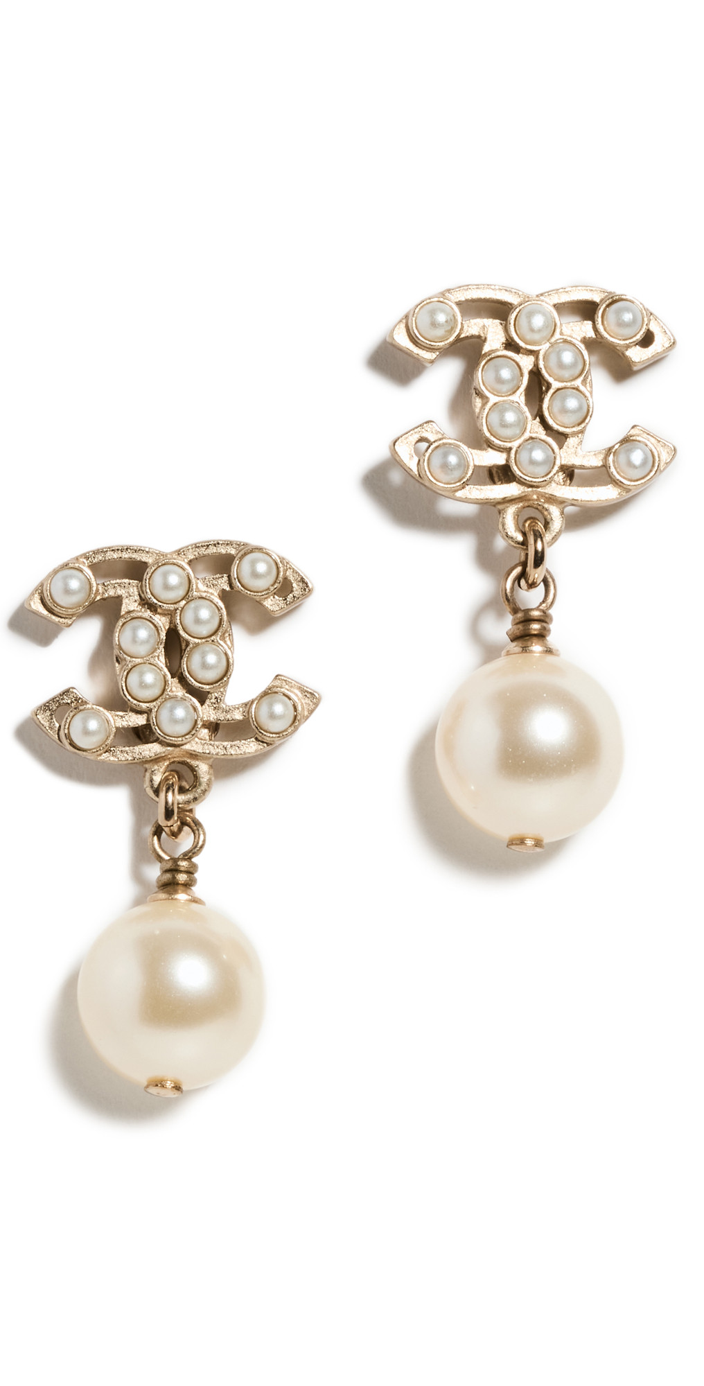 Shopbop Archive Chanel CC Outline Faux Pearl Dangle Earrings | Shopbop