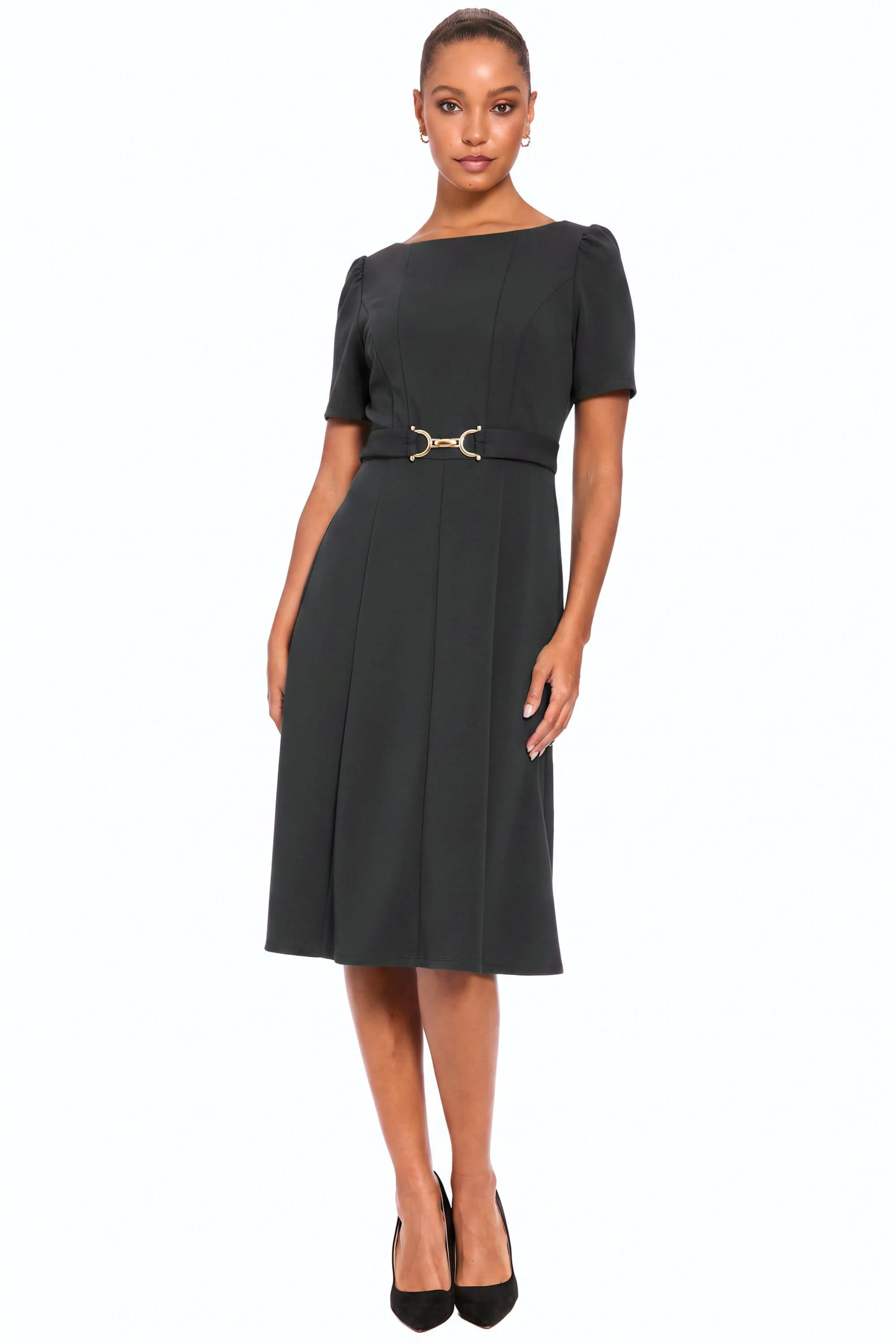 Quill Side Tab Dress with Buckle | Maggy London