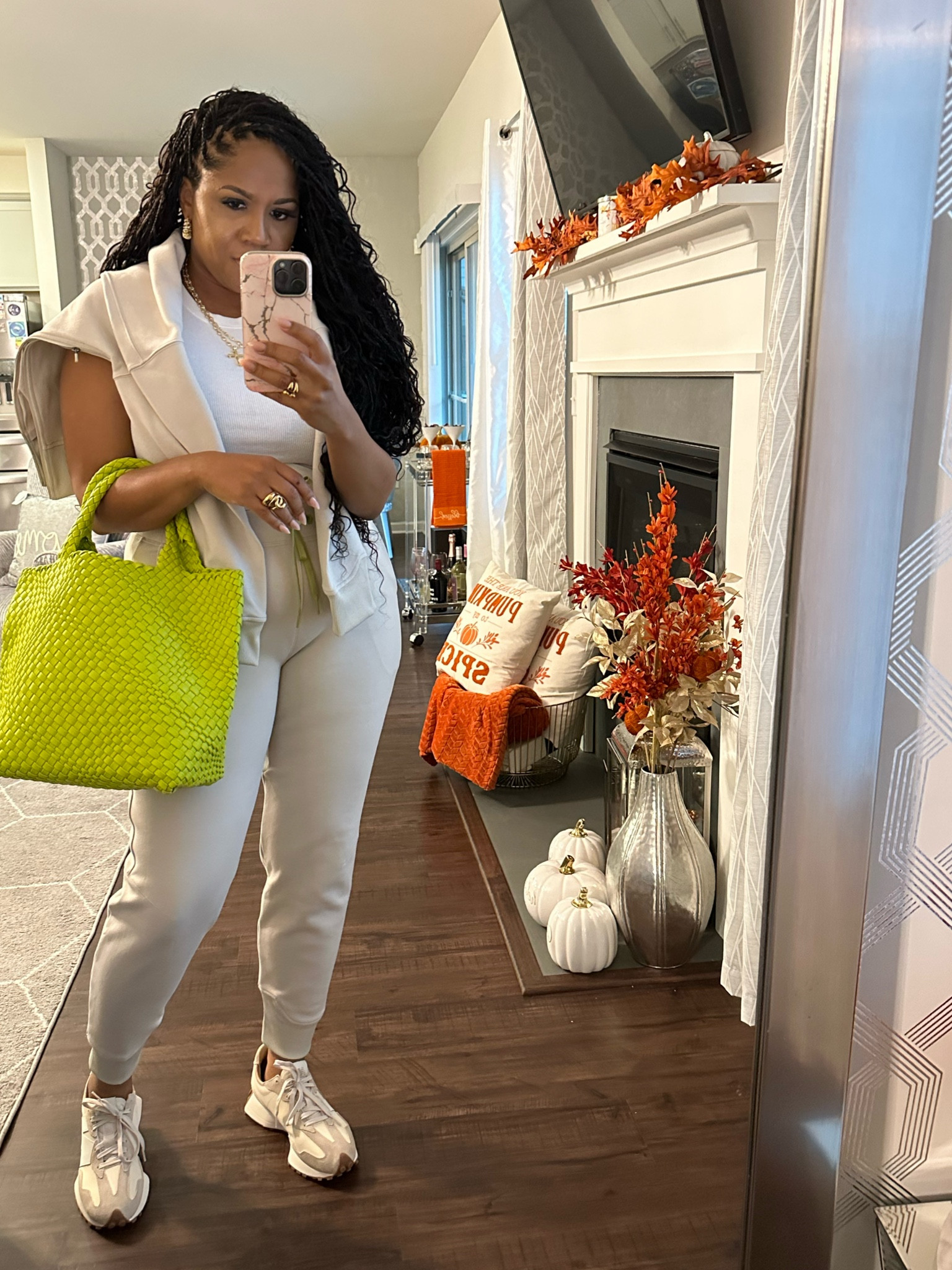 Cute Fall Travel Outfit
“The Jet Set” from The Noli Shop 
I’m a size 14 wearing an XL in the pants. Size medium jacket would have worked best. Super soft and comfy. 