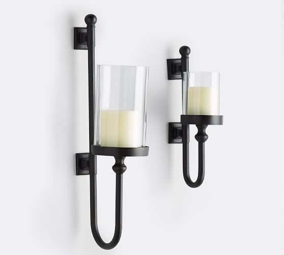 Parker Recycled Glass & Bronze Wall Mount Pillar Candle Holder | Pottery Barn (US)