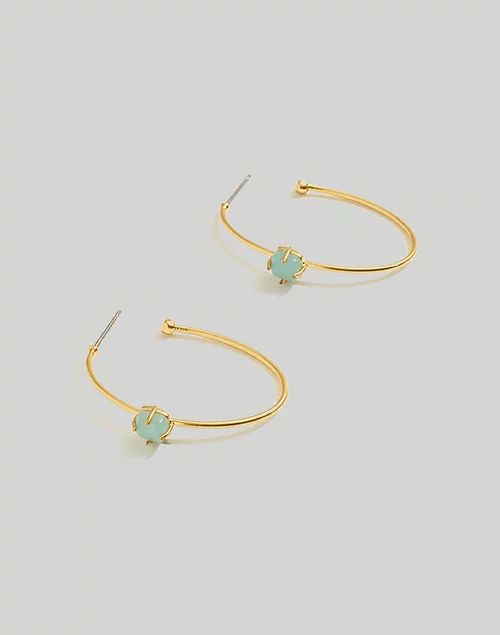 Stone Collection Aquamarine Medium Hoop Earrings | Madewell