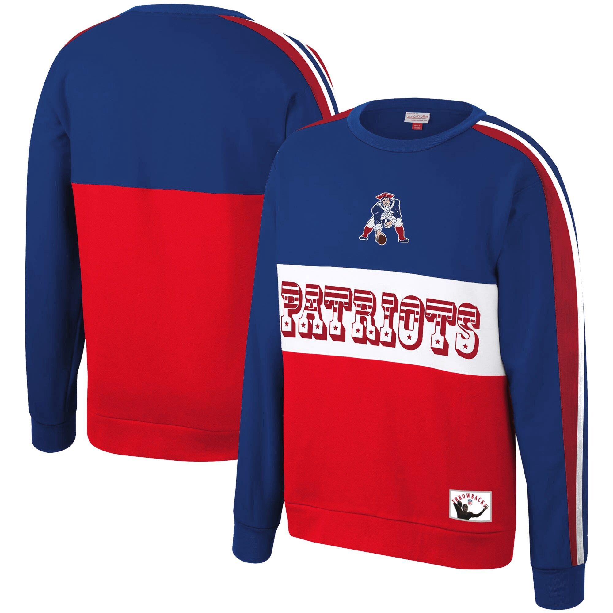 Women's New England Patriots Mitchell & Ness Royal Leading Scorer Fleece Pullover Sweatshirt | NFL Shop