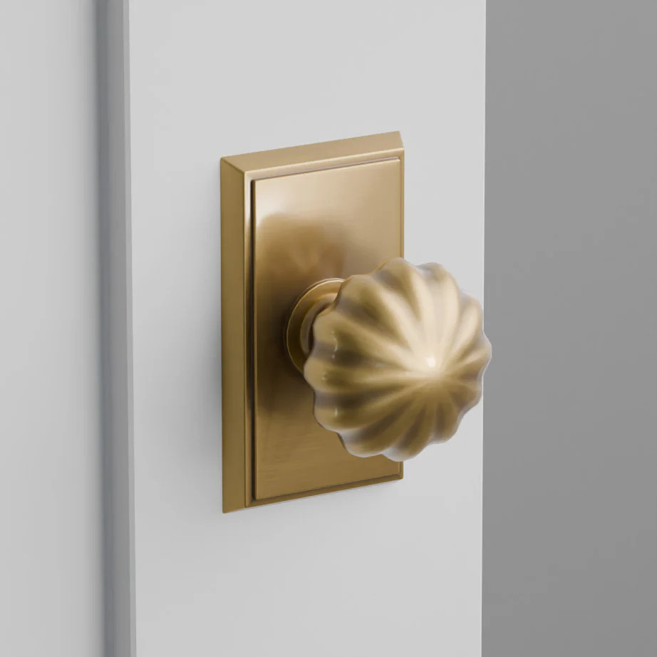 Melon Door Knob on Rectangular Rosette | San Diego Hardware