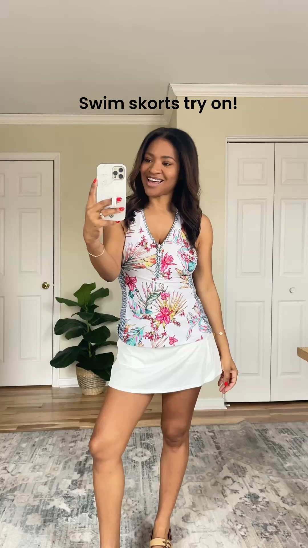 Linking my exact @beach2oceanswim products and sizing information! I’m wearing a size 6 in 
the “Beach House” skort. It runs TTS. The swim top is also a size 6. I recommend sizing up on 
that top. The rash guard I’m wearing is a medium which is fine, but a small would have also 
worked well. #beach2ocean #ad 