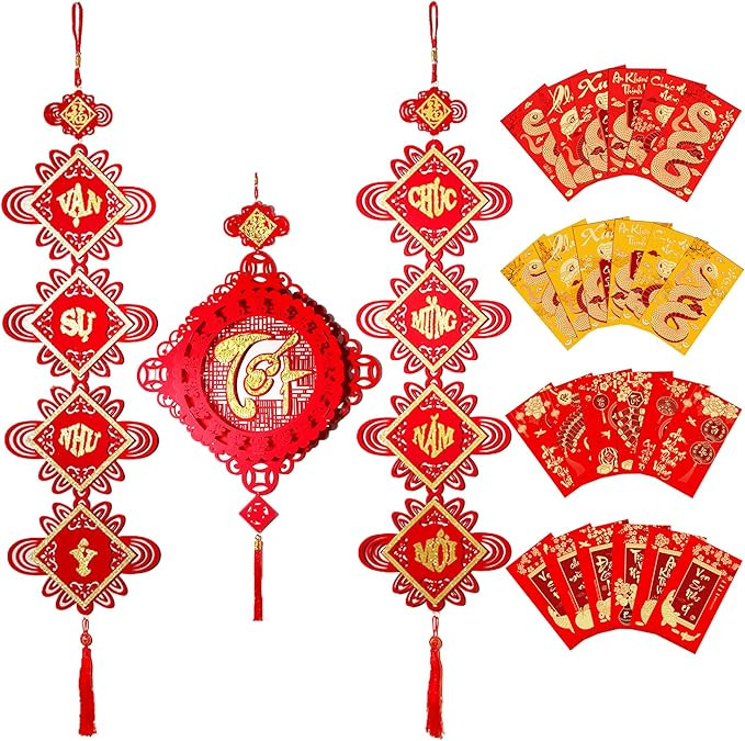 TET Decorations 2025 Vietnamese with 24 Red Envelopes Vietnamese Lunar New Year Decorations 2025 | Amazon (US)